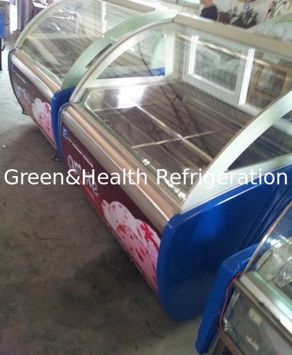 18 Nampan R404a Hijau Komersial Ice Cream Display Freezer Untuk Toko