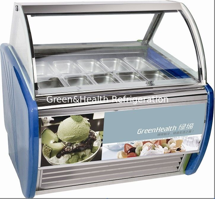 10/12/14/16/18 Pans Gelato Freezer Biru Hard Ice Cream Display Freezer