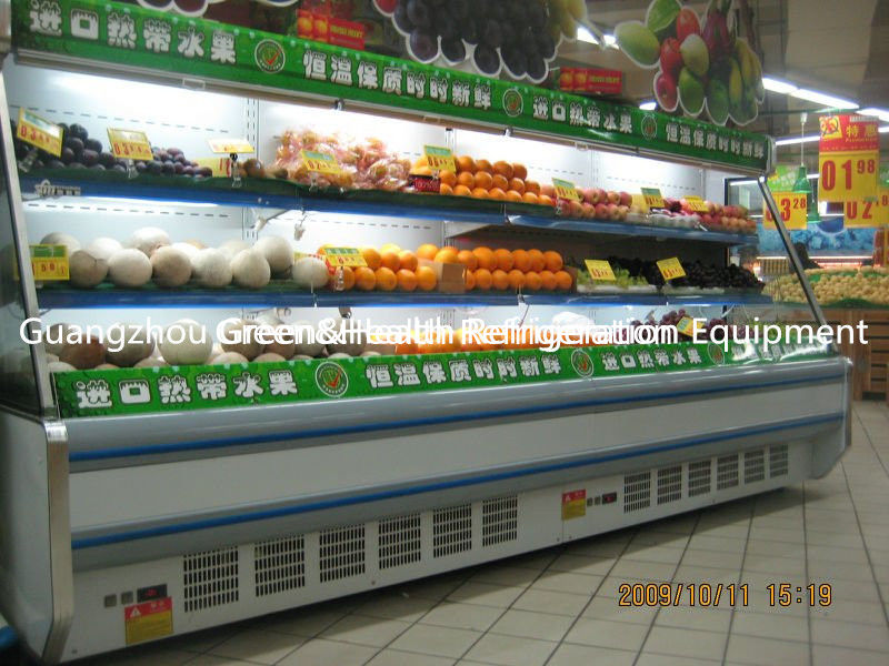 Showcase Supermarket Putih / Merah Tegak Terbuka Dengan Kapasitas Besar