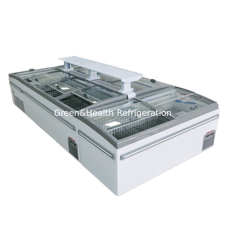 Flexible Display Type Glass Door Auto Defrostr Supermarket Pulau Freezer