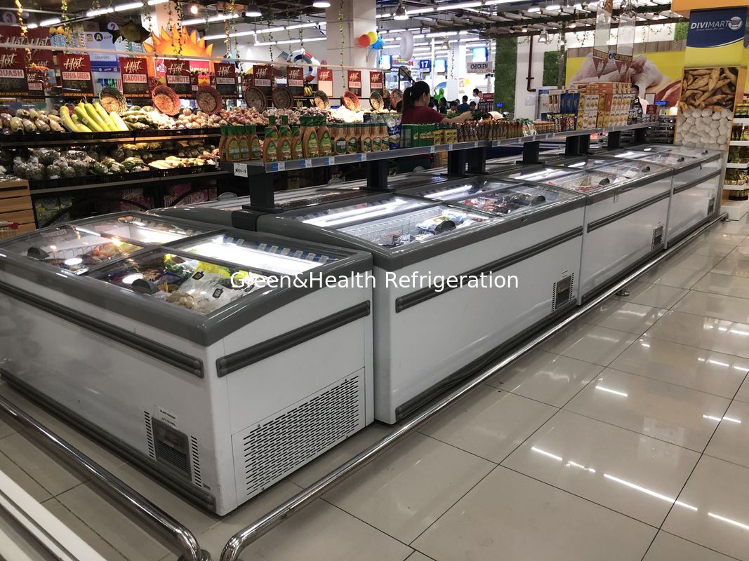 Buka Top Plug In Kompresor Danfoss Supermarket Pulau Freezer Kulkas komersial