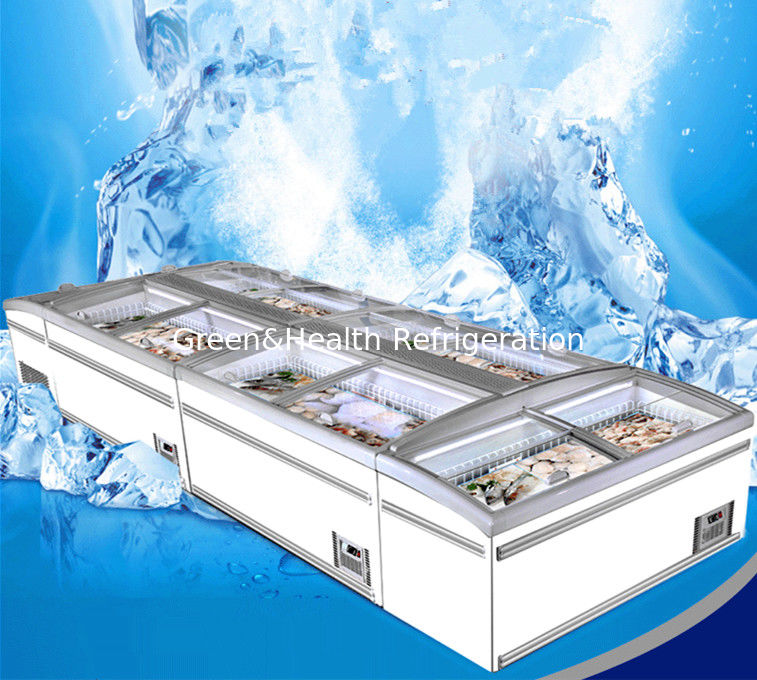 Freezer Supermarket Pulau Besar Dengan Pintu Geser -22 ~ -18 ℃ Gabungan Pendinginan Langsung