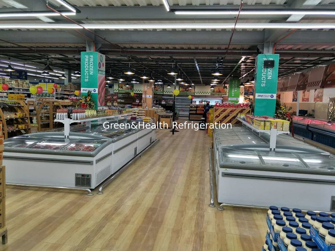 Buka Top Plug In Kompresor Danfoss Supermarket Pulau Freezer Kulkas komersial