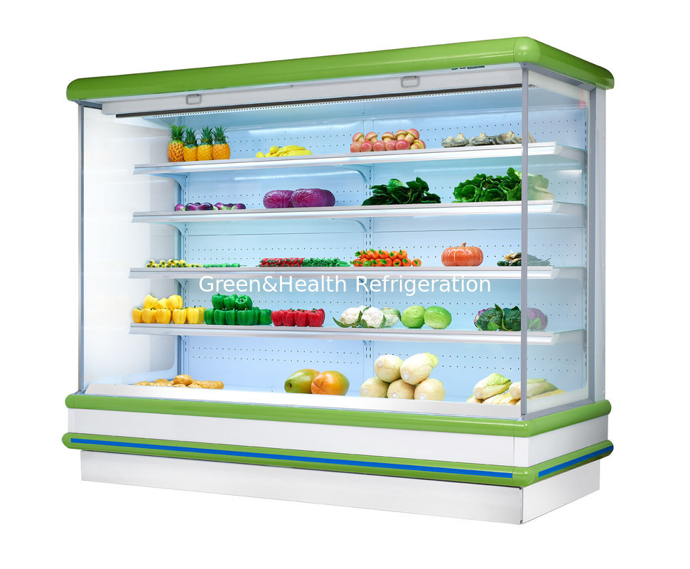 Buah supermarket multi deck display terbuka plug-in kulkas plug in tipe open top display chiller