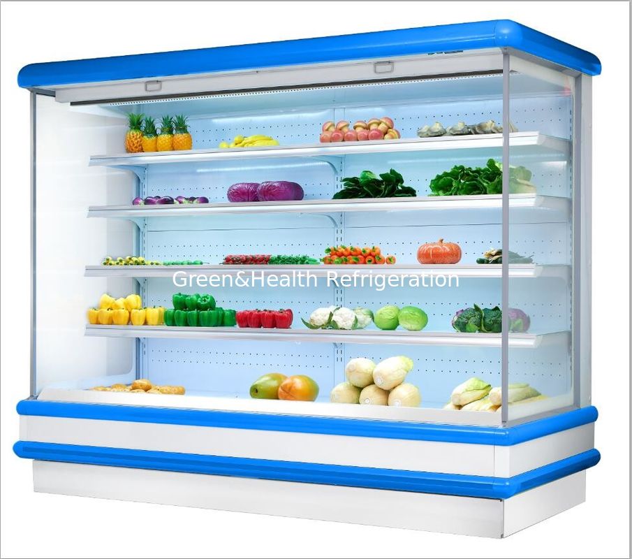 Buah supermarket multi deck display terbuka plug-in kulkas plug in tipe open top display chiller