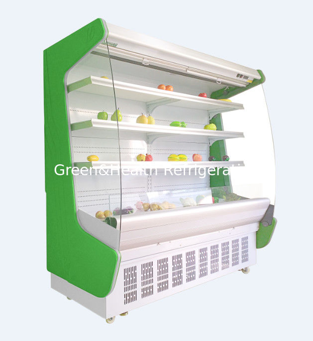 Kabinet Tirai Udara Supermarket Vertikal Freezer Komersial Chiller Wajah Terbuka