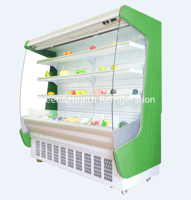 Kabinet Tirai Udara Supermarket Vertikal Freezer Komersial Chiller Wajah Terbuka