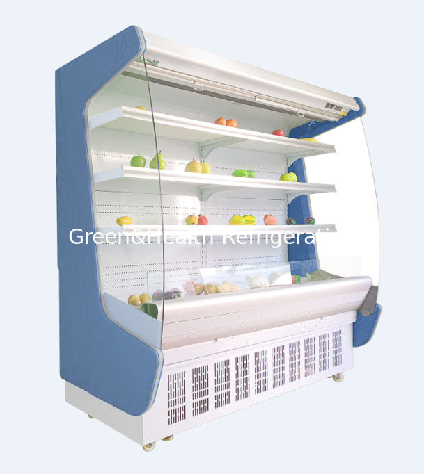 Kabinet Tirai Udara Supermarket Vertikal Freezer Komersial Chiller Wajah Terbuka
