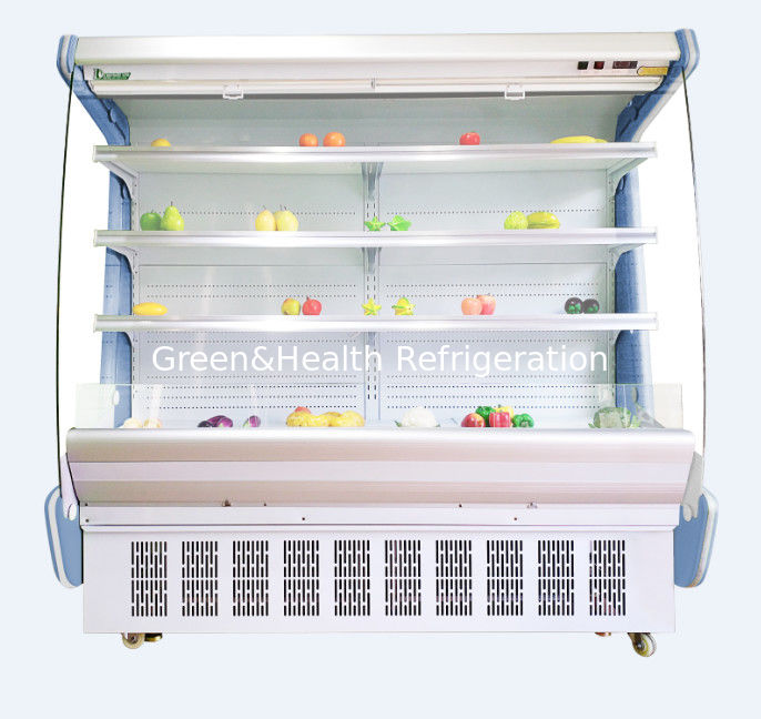 Kabinet Tirai Udara Supermarket Vertikal Freezer Komersial Chiller Wajah Terbuka