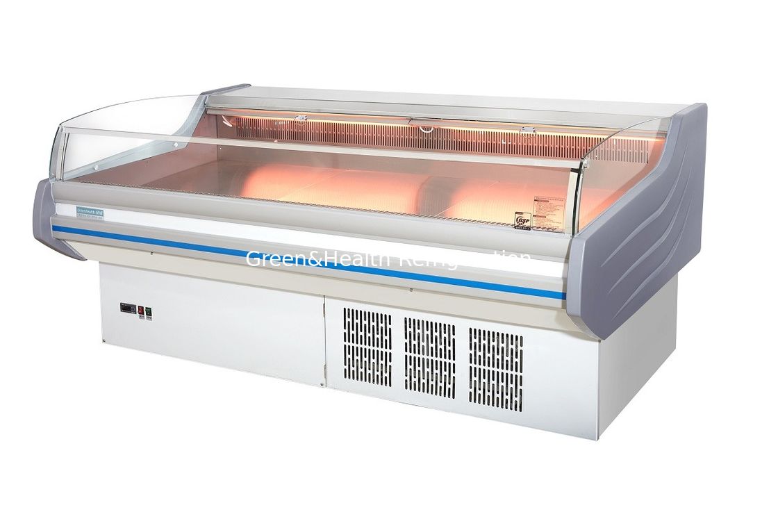 Besar -2 ~ 8oC Mobile Portable Deli Meat Display Kulkas Pembeku Terbuka