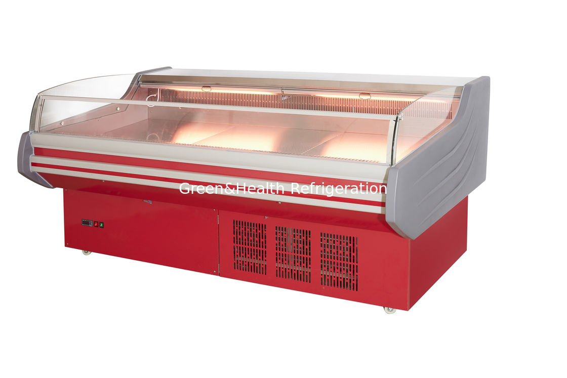 Besar -2 ~ 8oC Mobile Portable Deli Meat Display Kulkas Pembeku Terbuka