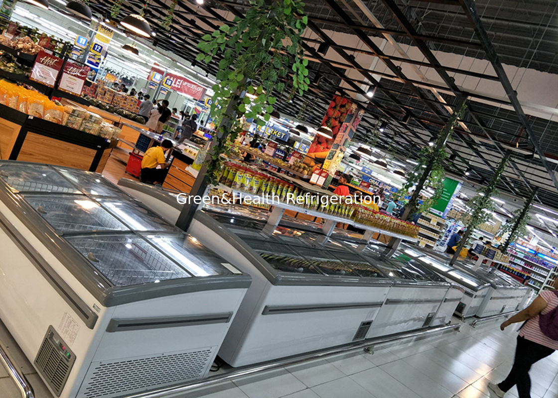 Buka Top Plug In Kompresor Danfoss Supermarket Pulau Freezer Kulkas komersial