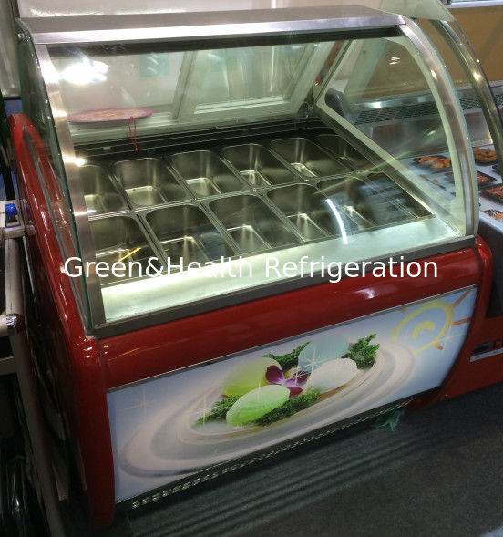 Ukuran Pan 325*176*100mm Display Es Krim Pemanas Baja Berkualitas