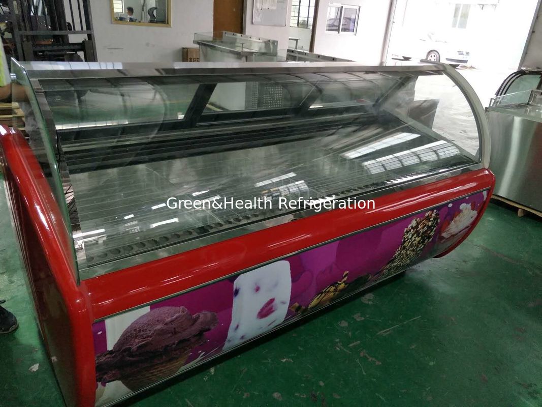 Countertop Gelato Display Freezer dengan Danfoss Compressor Glass Anti-fog dan pendingin udara dinamis