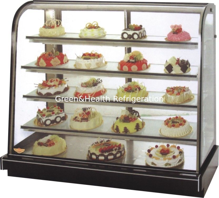 Kulkas tampilan kue komersial dengan sistem pendingin kipas kompresor Danfoss dan tampilan lapisan 2 + 1 untuk toko roti