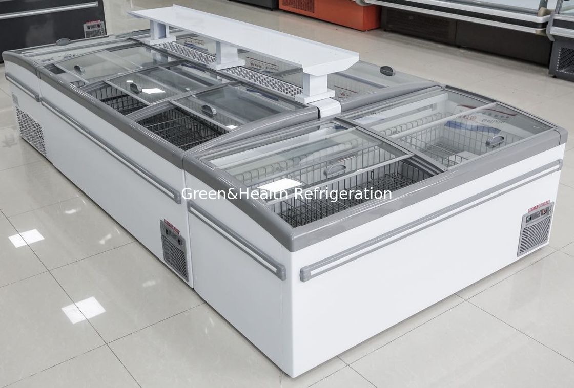 Kombinasi Supermarket Commercial Glass Door Chest Island Freezer Dengan Auto Defrost