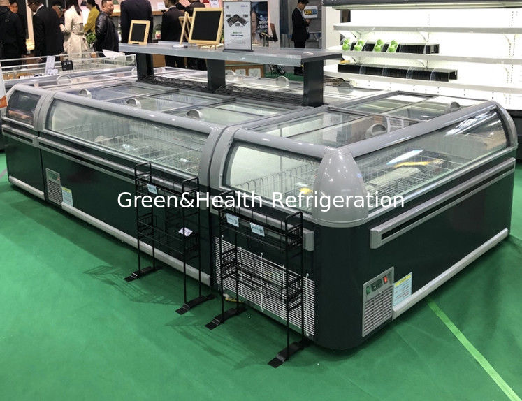 1.9m Commercial Island Display Freezer dengan lampu LED dan R404a Refrigerant 2100x890x890mm Chest Freezer