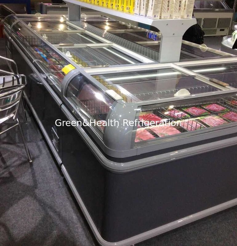 1.9m Commercial Island Display Freezer dengan lampu LED dan R404a Refrigerant 2100x890x890mm Chest Freezer