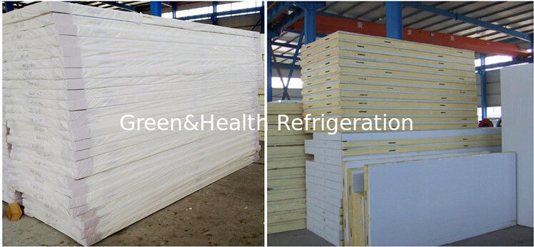 Air Cooling 2-8 derajat PU Panel Stabilitas Baja Cold Room Chiller Untuk Penyimpanan Makanan