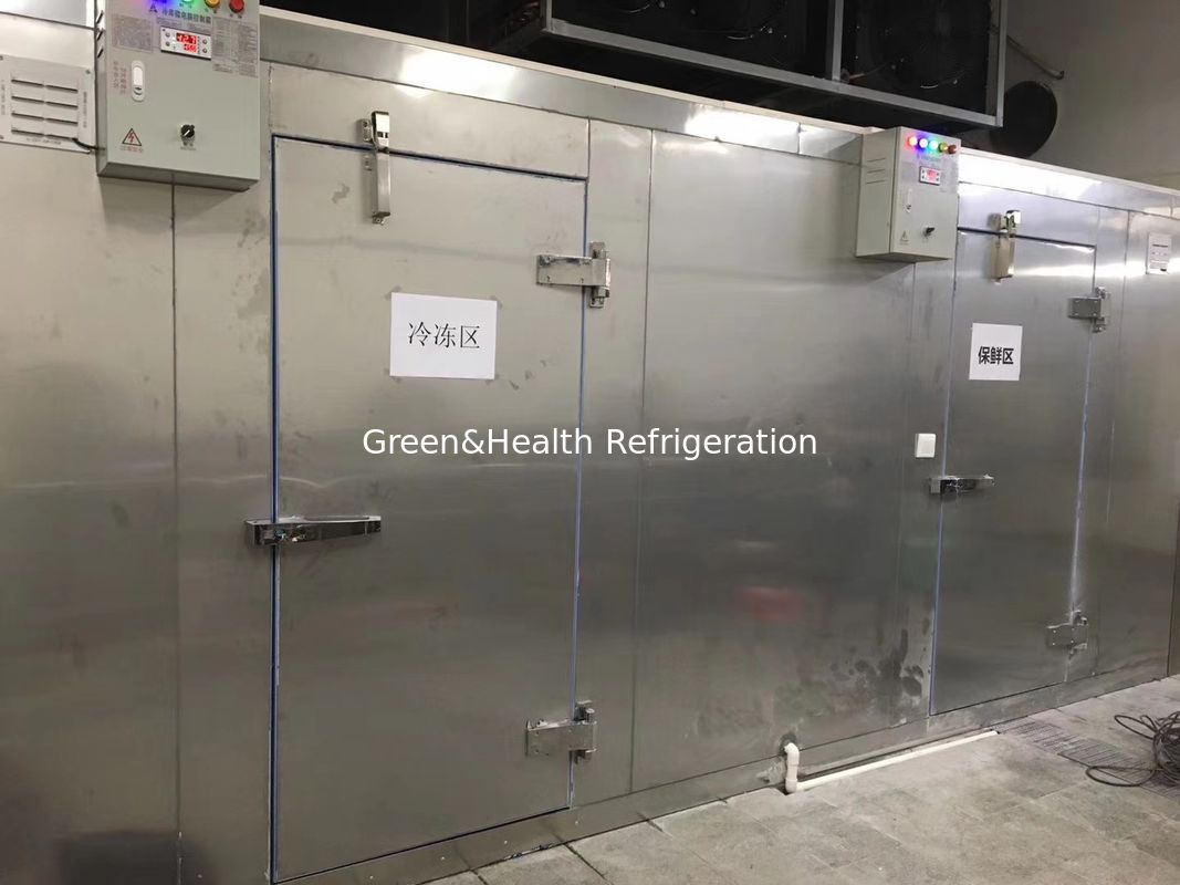 Air Cooling 2-8 derajat PU Panel Stabilitas Baja Cold Room Chiller Untuk Penyimpanan Makanan