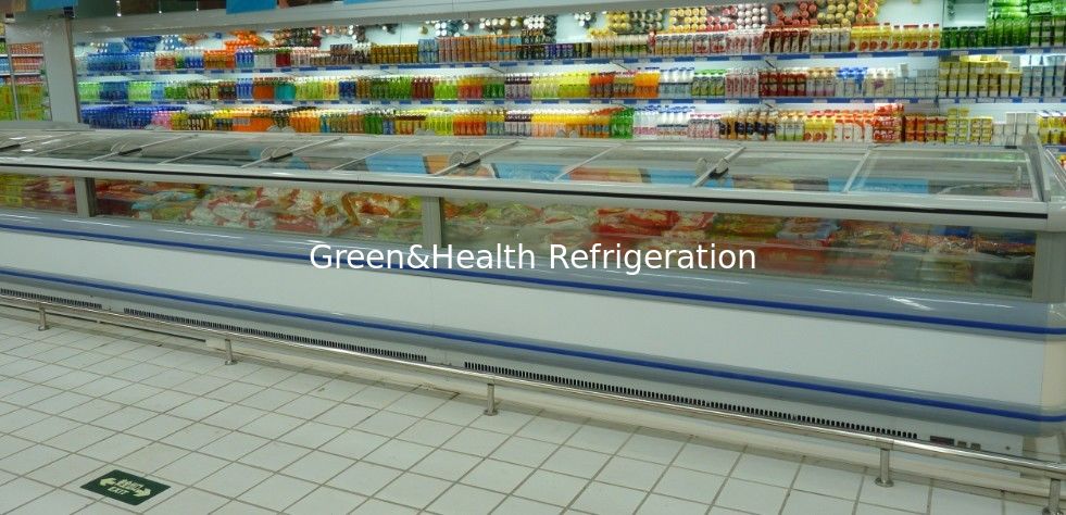 Supermarket Island Freezer 90mm Cukup Terkandung dengan Tubuh Tangguh -20 ° C - 18 ° C