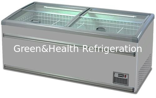 Kombinasi Supermarket Commercial Glass Door Chest Island Freezer Dengan Auto Defrost