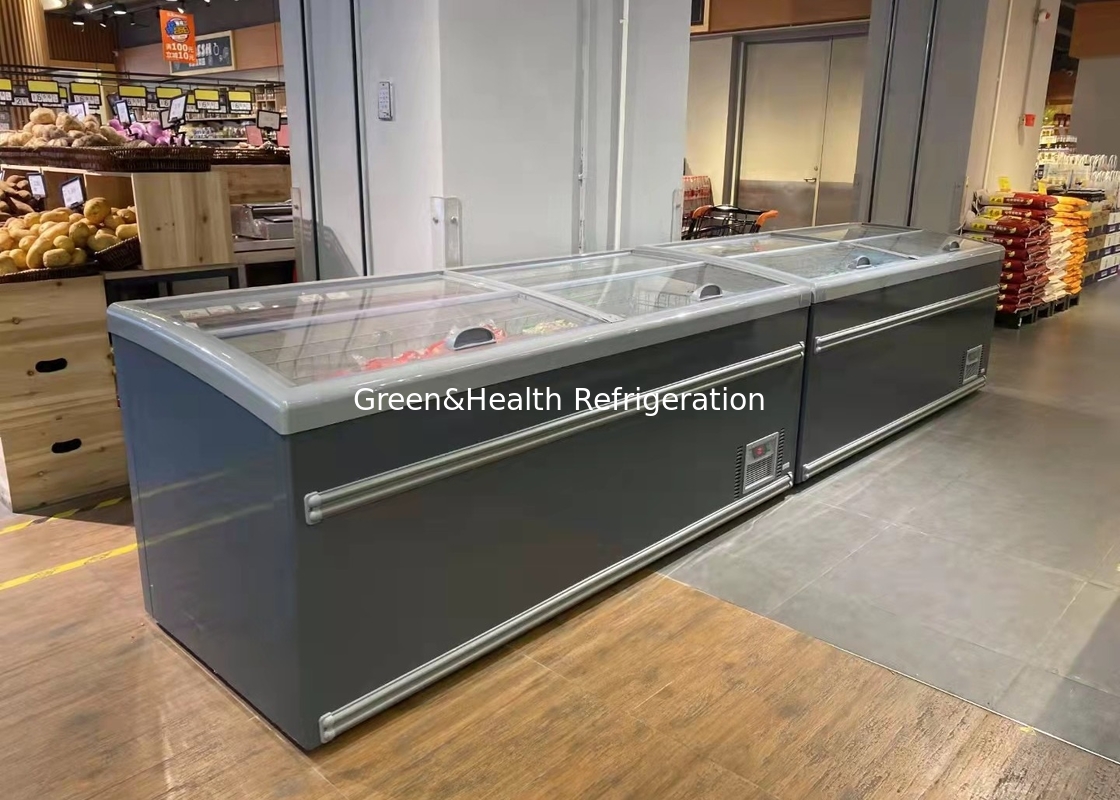 Kombinasi Supermarket Commercial Glass Door Chest Island Freezer Dengan Auto Defrost