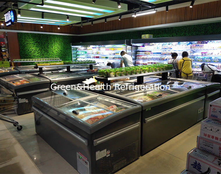 Pintu Geser Supermarket Gabungan Pulau Freezer Untuk Daging