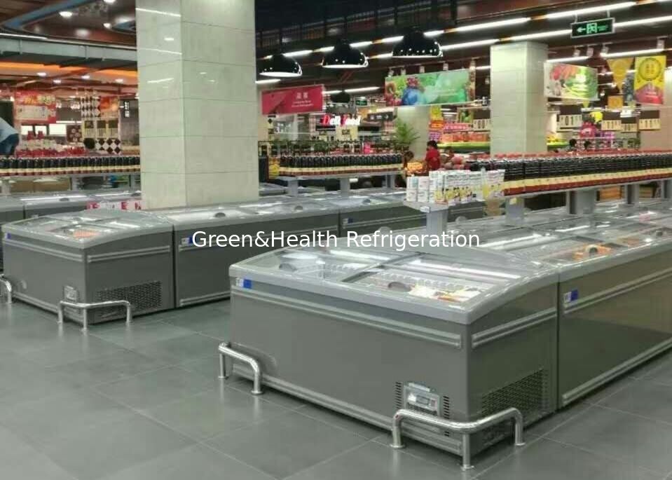 Pintu Geser Supermarket Gabungan Pulau Freezer Untuk Daging