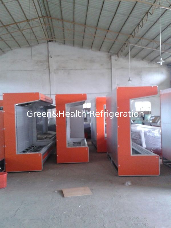 Buah Dan Sayur Multideck Chiller Terbuka 3m Oranye Warna Sistem Pendingin Jarak Jauh