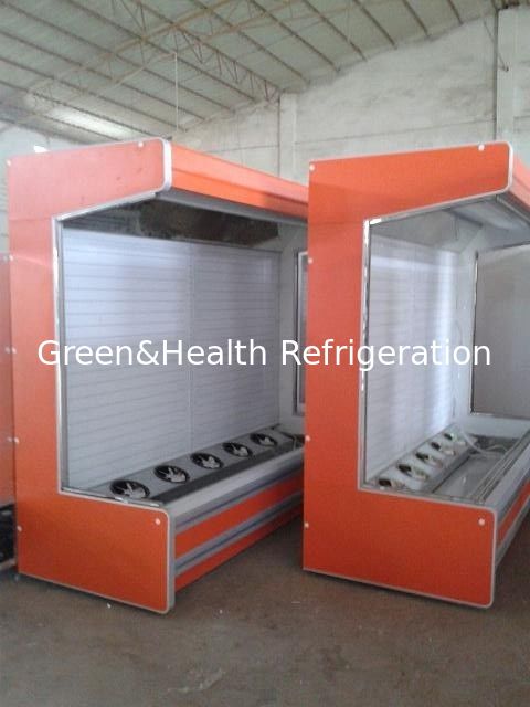 Buah Dan Sayur Multideck Chiller Terbuka 3m Oranye Warna Sistem Pendingin Jarak Jauh