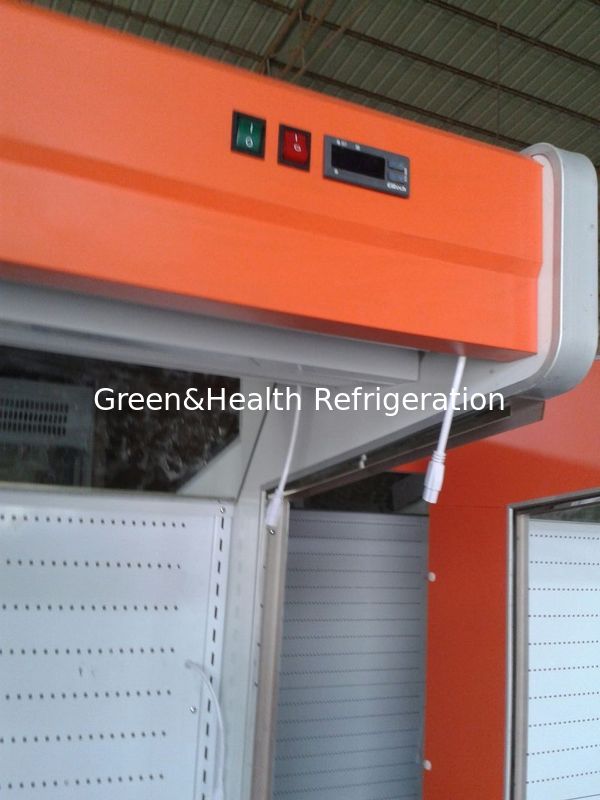 Buah Dan Sayur Multideck Chiller Terbuka 3m Oranye Warna Sistem Pendingin Jarak Jauh