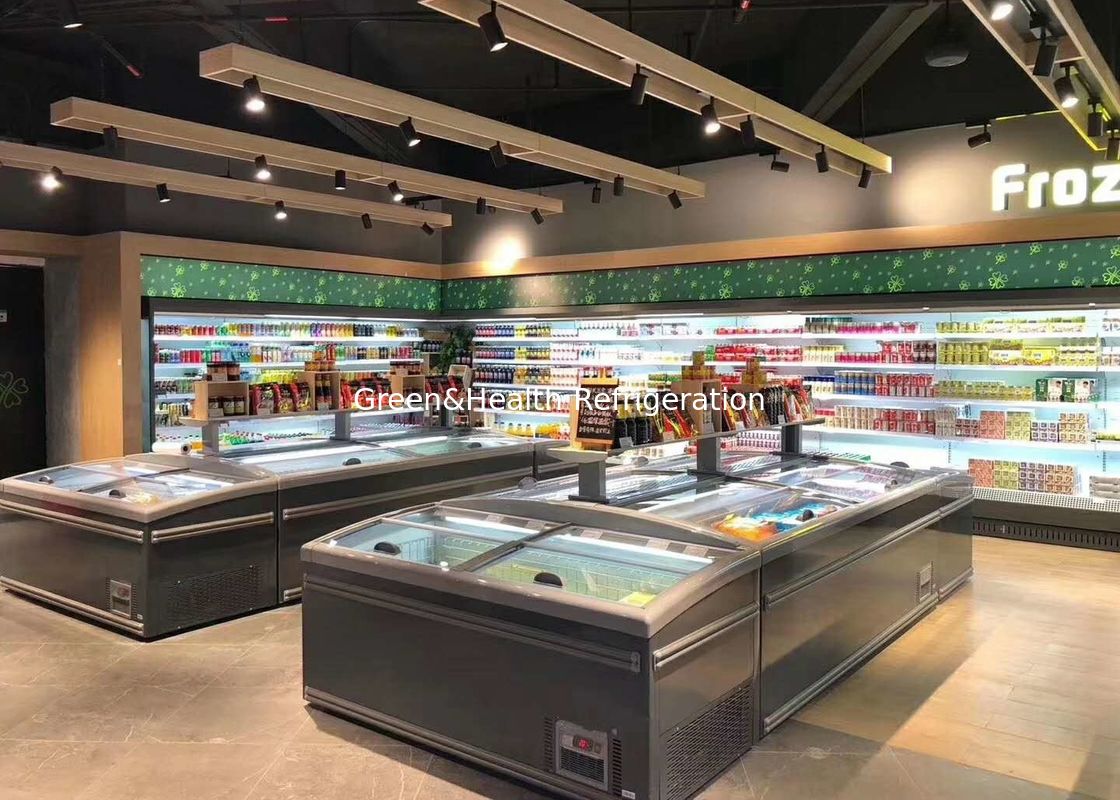 Pintu Geser Supermarket Gabungan Pulau Freezer Untuk Daging