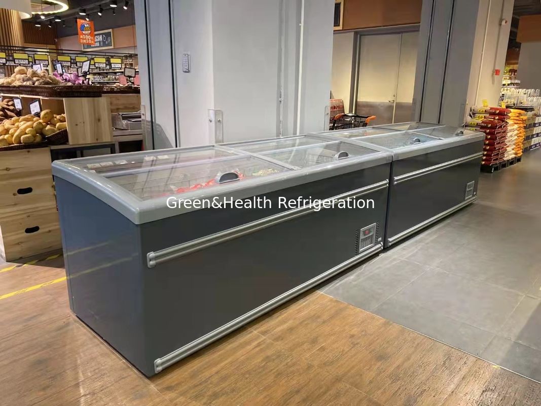 Pintu Geser Supermarket Gabungan Pulau Freezer Untuk Daging