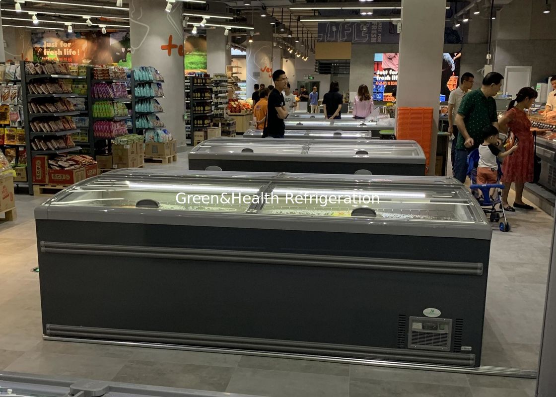 Pintu Geser Supermarket Gabungan Pulau Freezer Untuk Daging