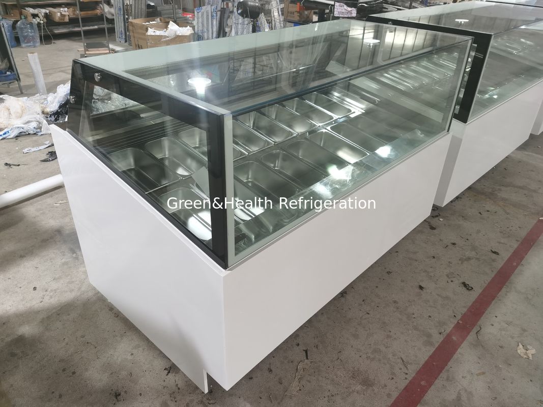 Freezer Tampilan Es Krim Pendingin Kipas Komersial dengan Panci Stainless Steel dan Pengontrol Digital