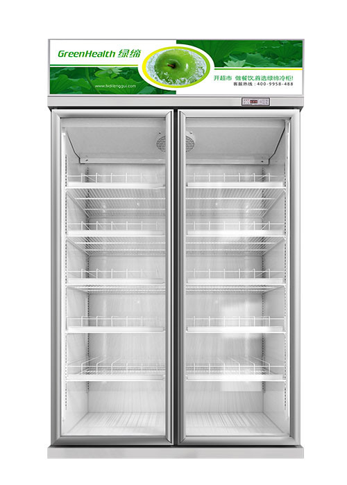 3 Bagian Pintu Kaca Merchandiser Kulkas Komersial vertikal Kulkas Merchandiser Dingin Dengan Pintu Kaca Berayun