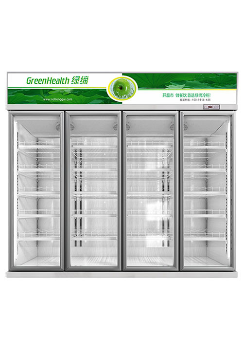 3 Bagian Pintu Kaca Merchandiser Kulkas Komersial vertikal Kulkas Merchandiser Dingin Dengan Pintu Kaca Berayun
