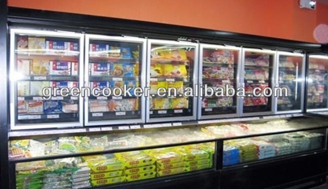 Komersial Combined Frige Freezer Enam Pintu 1600w Untuk Supermarket