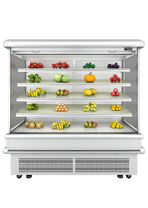 Tampilan Komersial Multideck Freezer Sayuran Buah Tampilan Terbuka Efisiensi Energi Pendingin