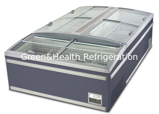 Hemat Energi Tampilan Komersial Freezer Supermarket Island Freezer -18°C 1200W