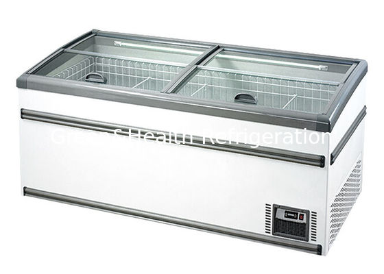 2,1M White Island Freezer Penghitung Daging Tampilan Freezer untuk Supermarket