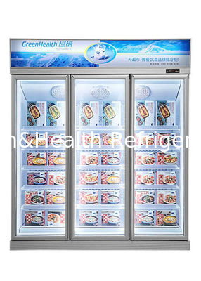 Baja tahan karat -22 ° C vertikal display komersial freezer dengan 3 pintu