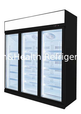 Pintu Kaca Hitam Upright Hypermarket Display Freezer Dengan Wire Defrost Heater
