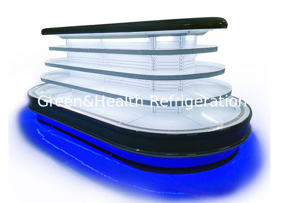 Chiller Tampilan Pulau Bulat Multideck Komersial Untuk Sayuran Buah Supermarket