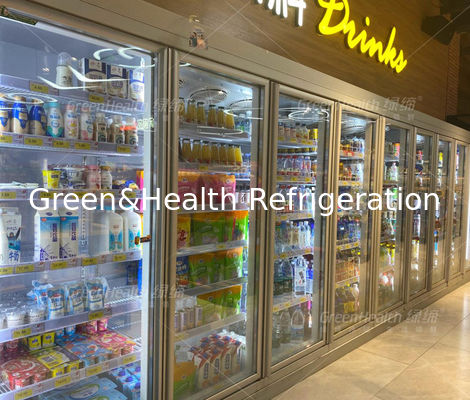 Pintu Kaca Supermarket Modis Minuman Komersial Kulkas Bir Pendingin