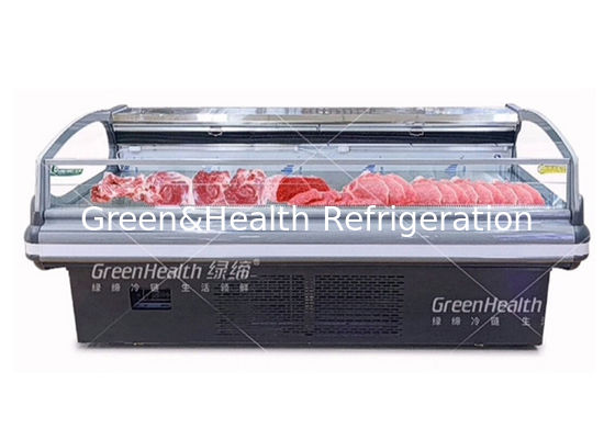 Chiller tampilan daging komersial dengan lampu LED pendingin dinamis dan kompresor Danfoss/Secop untuk supermarket
