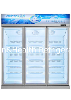 Upright Pintu Kaca Freezer Tampilan Beku Untuk Daging Beku Es Krim