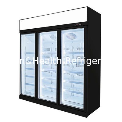 Hypermarket Commercial 3 Pintu Kaca Standing Display Freezer untuk Makanan Beku