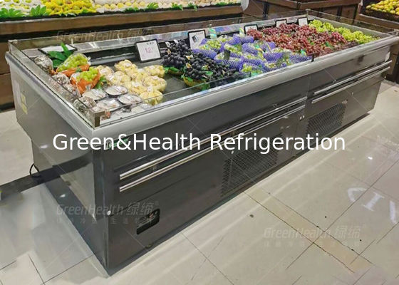 Pasokan Pabrik Toko Buah Tampilan Terbuka Jenis Pulau Pendingin Untuk Penggunaan Komersial